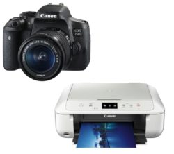 Canon CANON  EOS 750D DSLR Camera with EF-S 18-55 mm f/3.5-5.6 IS STM Zoom Lens & All-in-One Wireless Printer Bundle